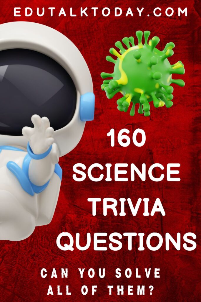 red background image with text - 160 science trivia questions