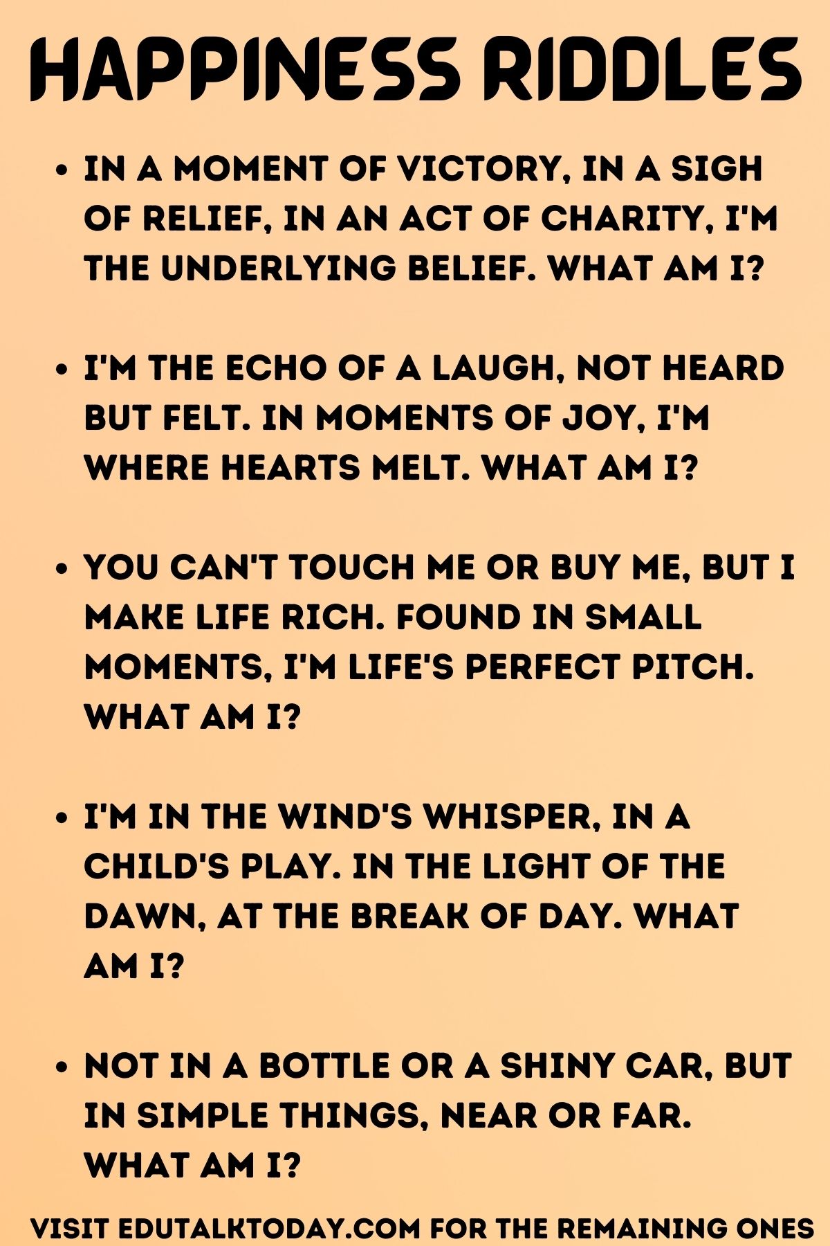 36 Happiness Riddles EduTalkToday