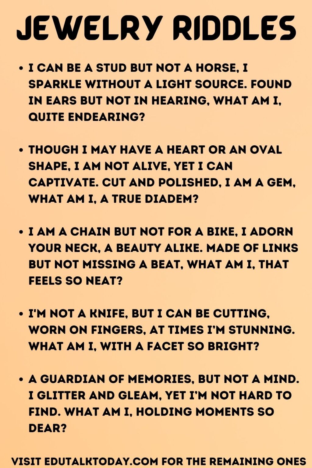 47 Jewelry Riddles - EduTalkToday