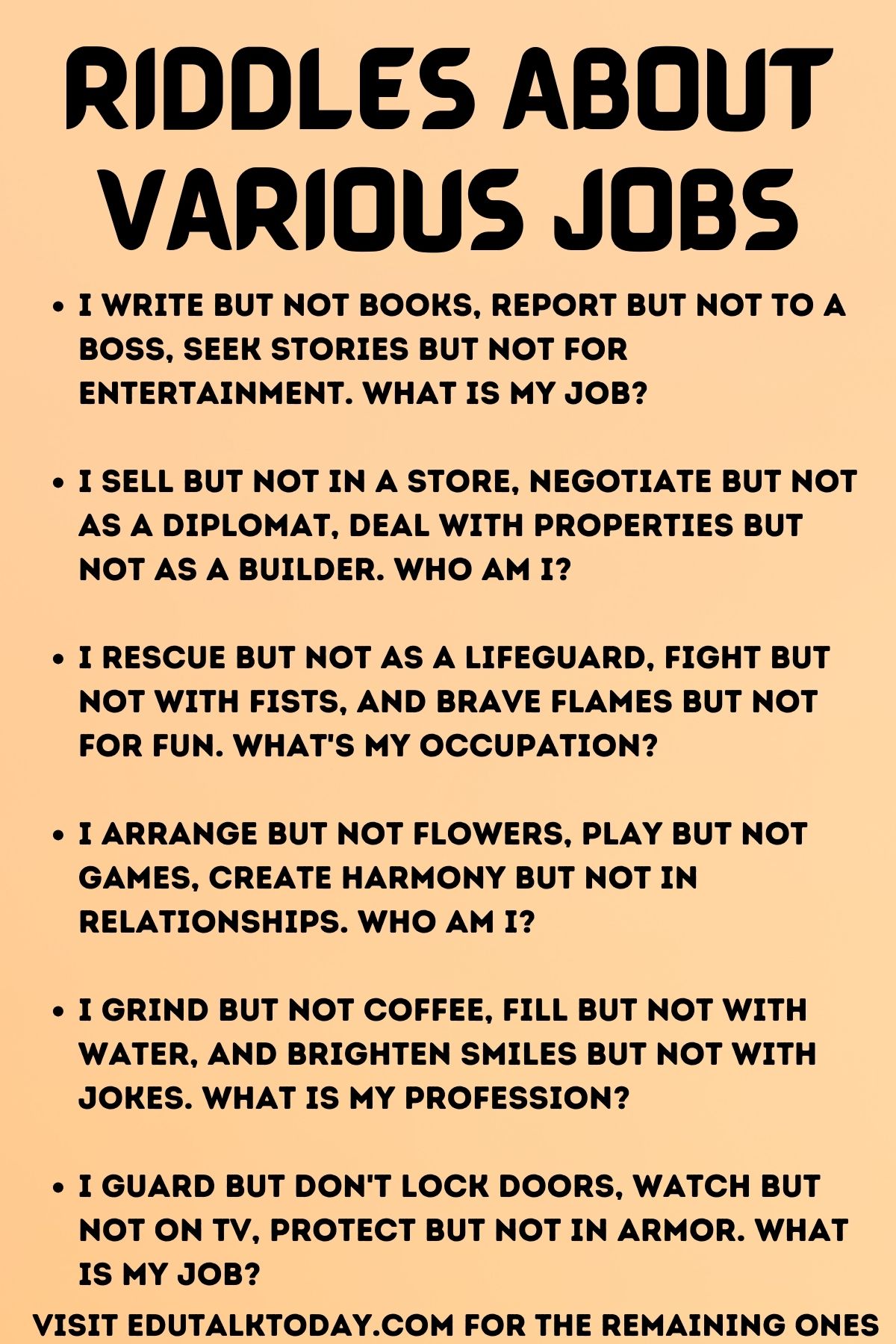 46 Riddles about Jobs and Occupations EduTalkToday