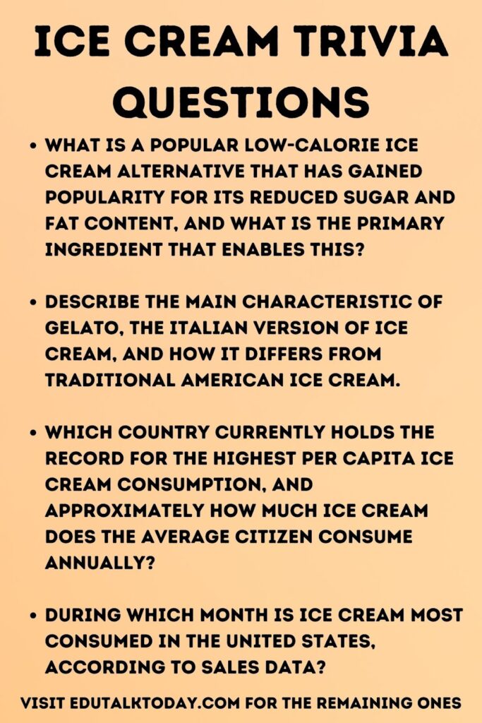 Ice Cream Trivia Questions