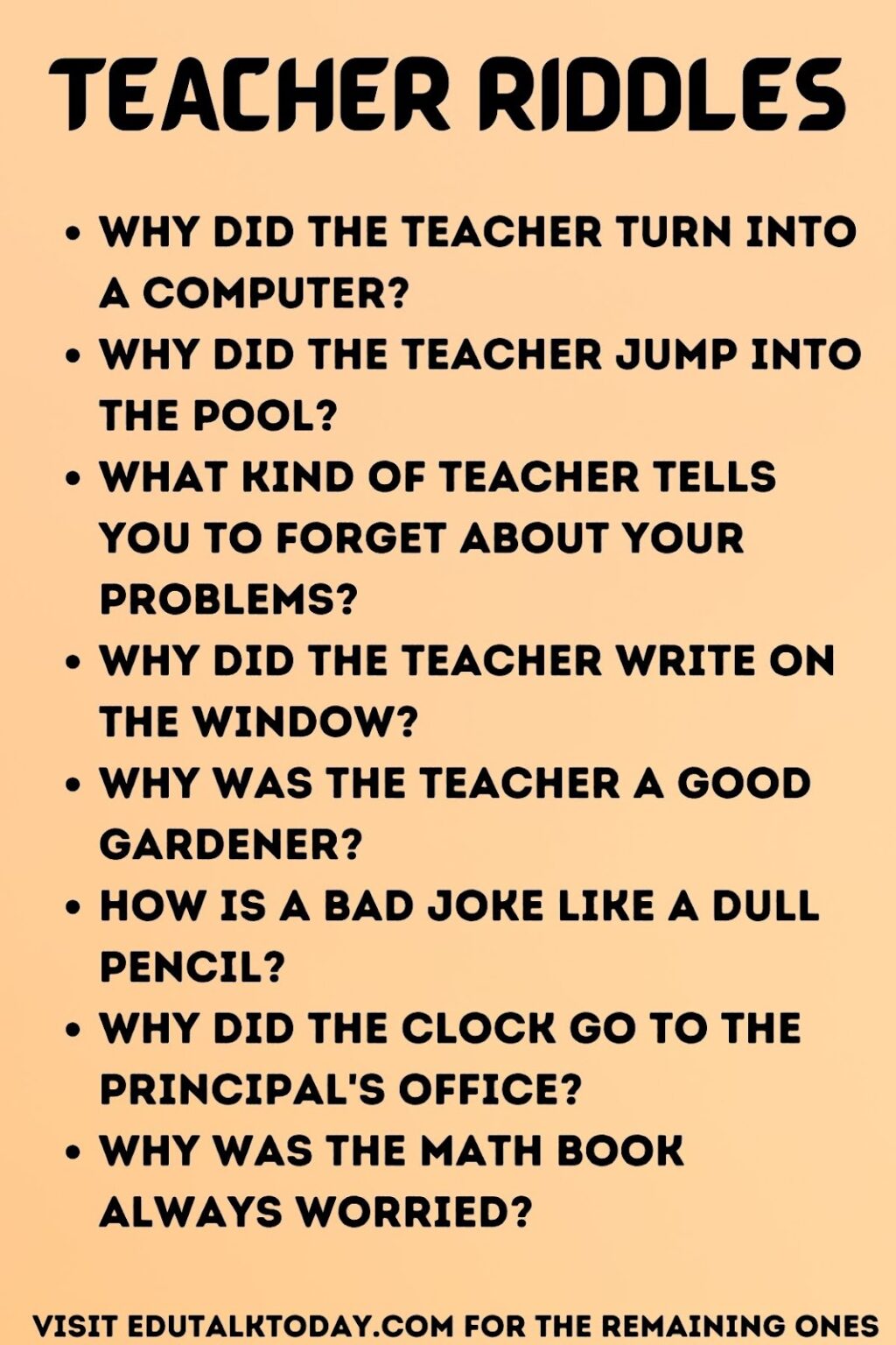 Discipline Riddle 42 Teacher Riddles - EduTalkToday