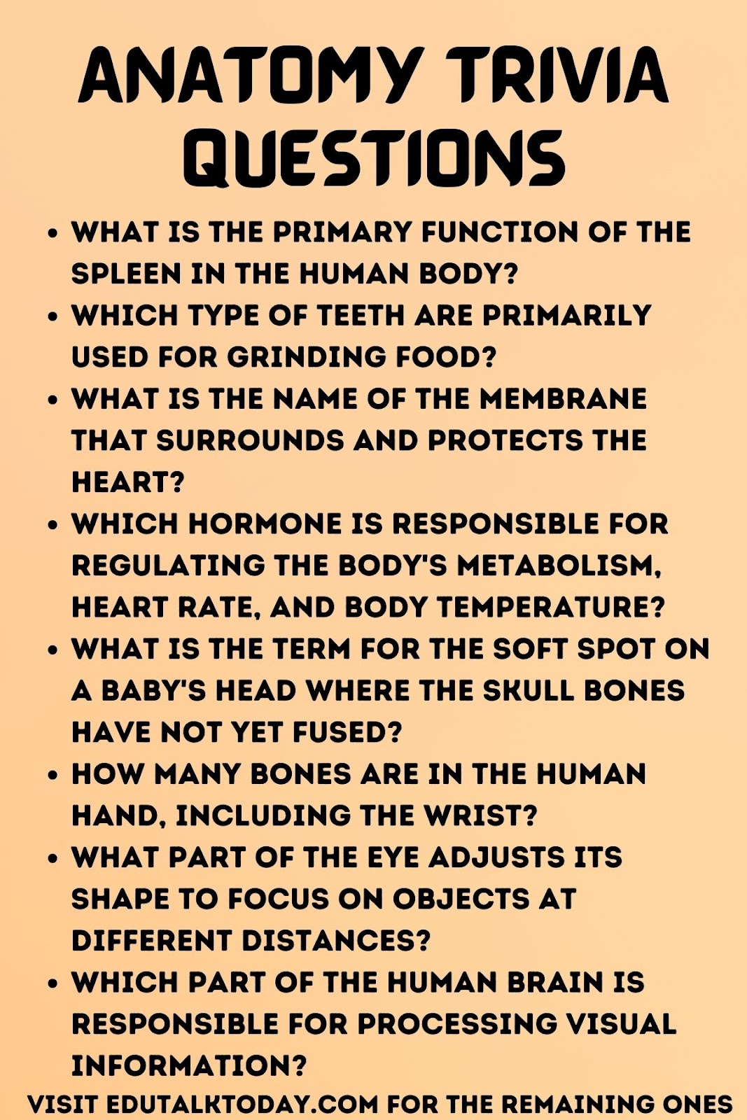68 Anatomy Trivia Questions EduTalkToday