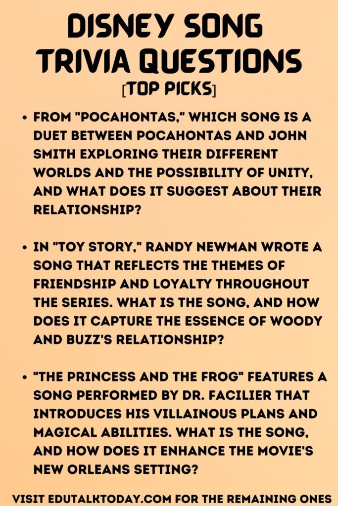 Disney Song Trivia Questions