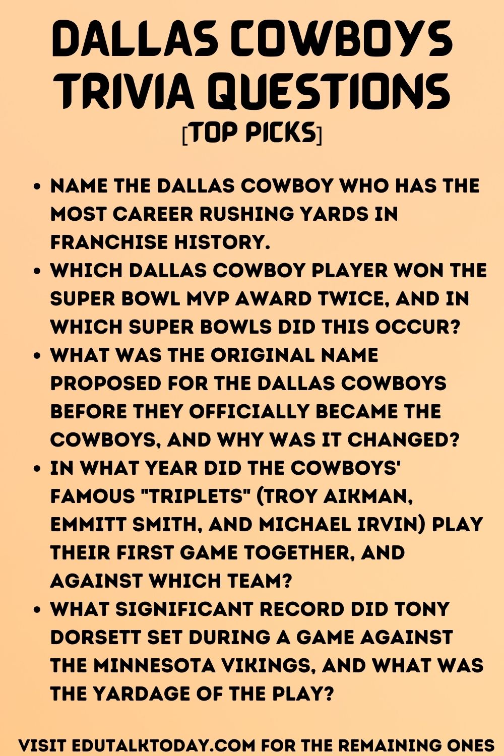 Dallas Cowboys Trivia Questions