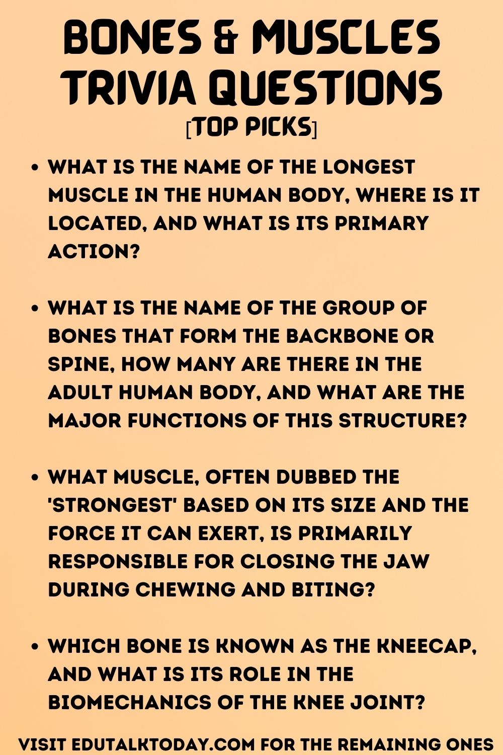 Bones and Muscles Trivia Questions