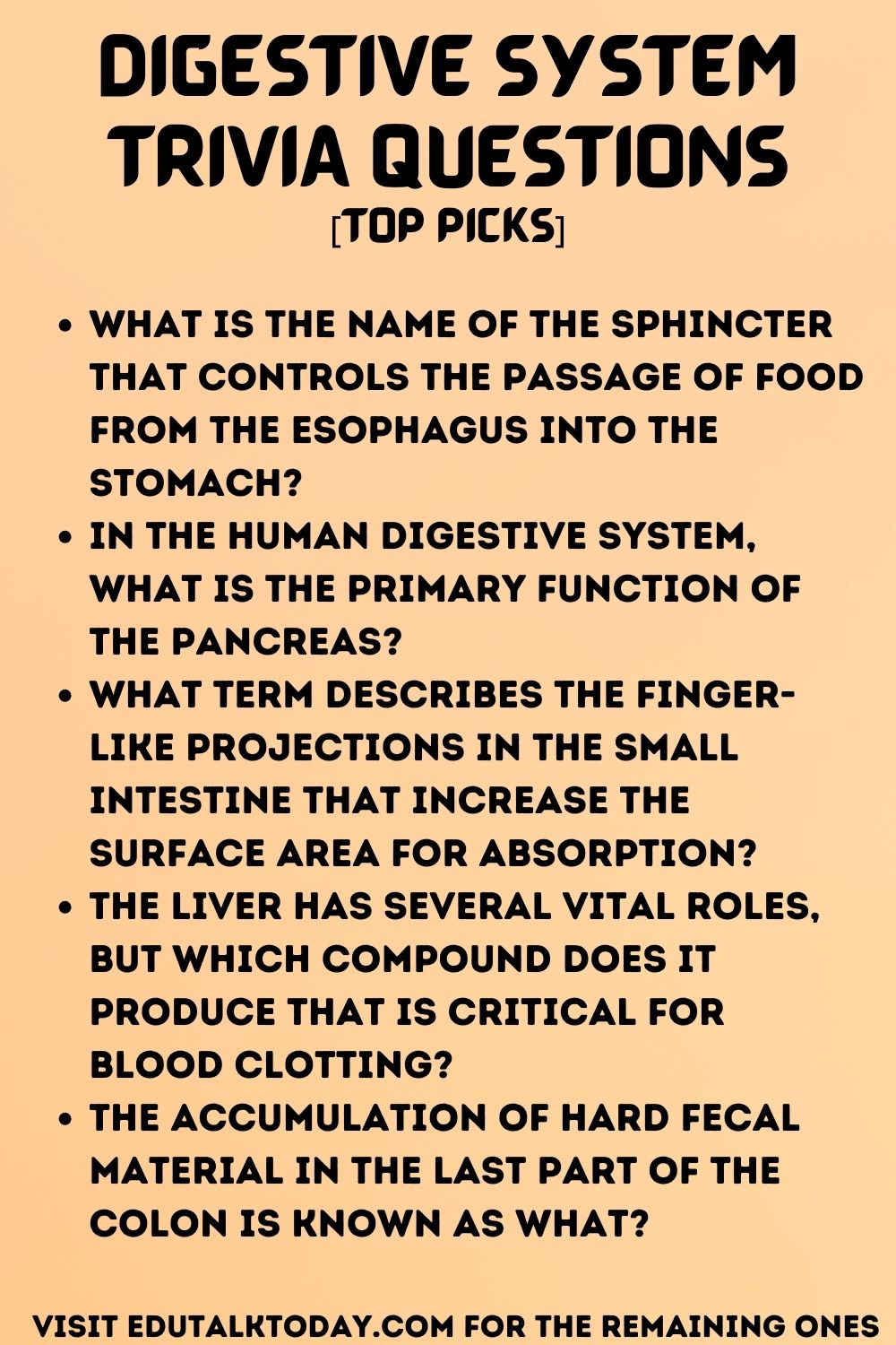 Digestive System Trivia Questions