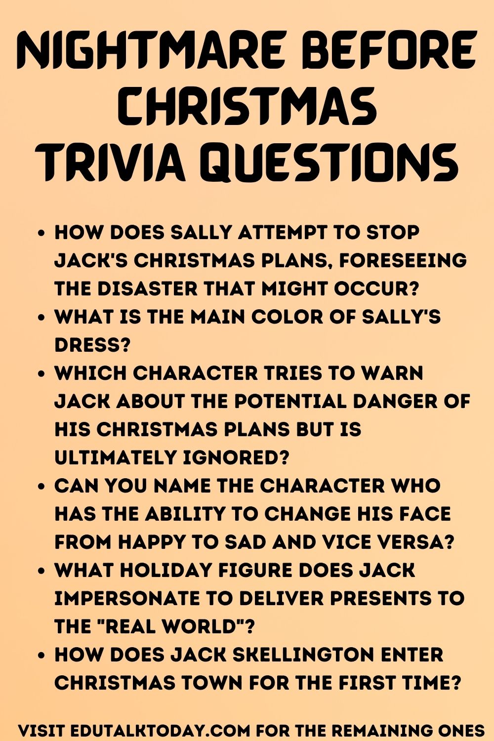 Nightmare Before Christmas Trivia Questions