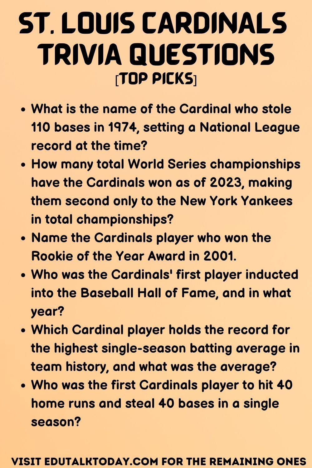 St. Louis Cardinals Trivia Questions