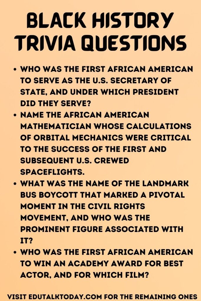 35 Black History Trivia Questions - EduTalkToday