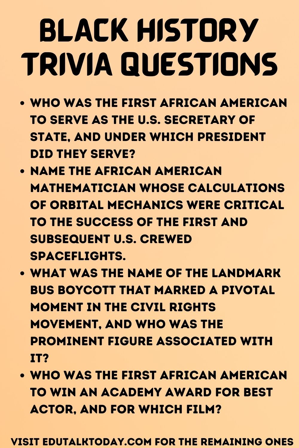 Black History Trivia Questions