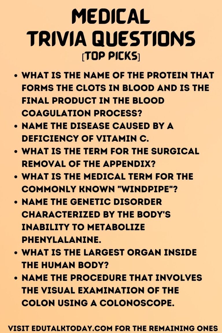 61 Medical Trivia Questions - EduTalkToday