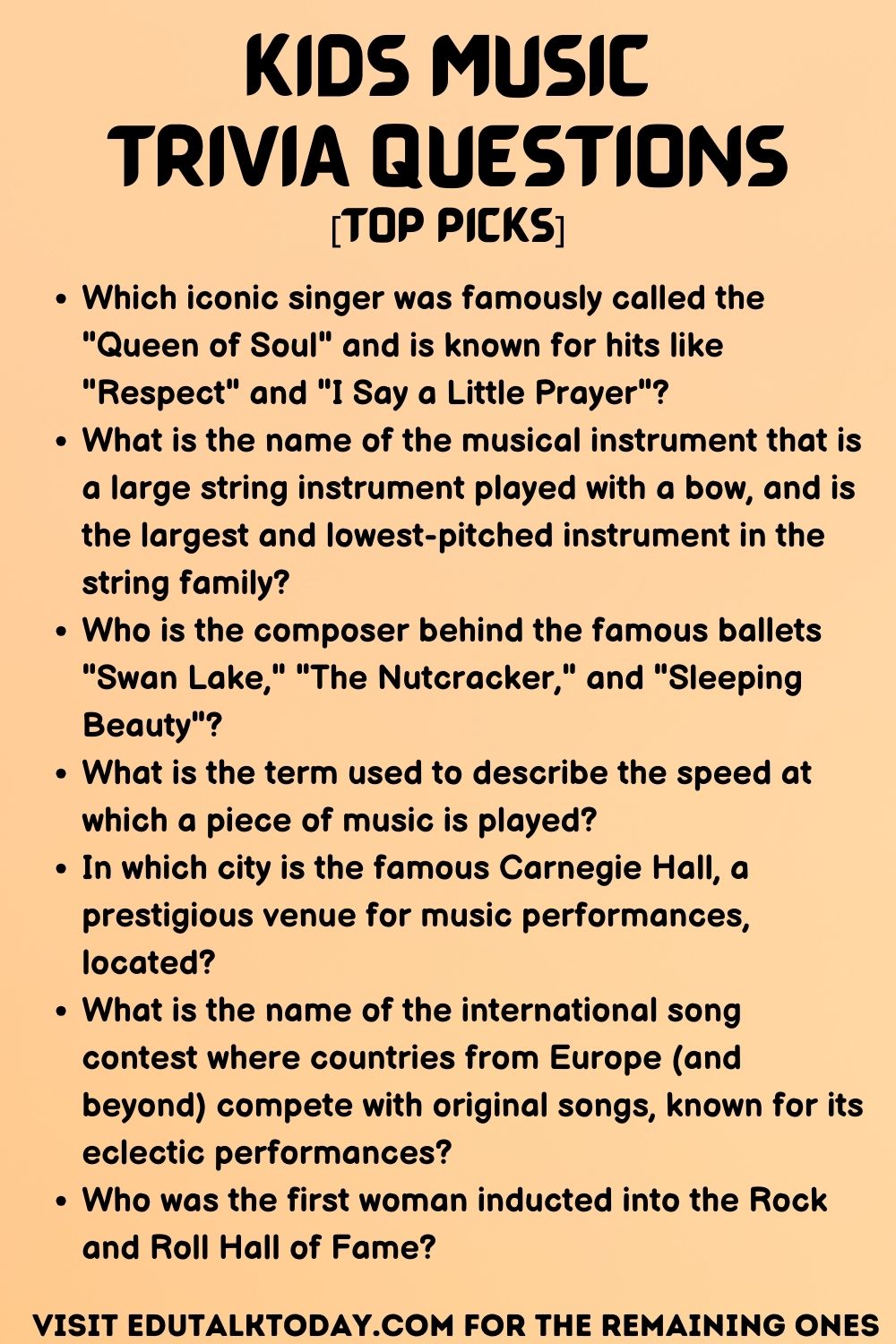 Kids Music Trivia Questions