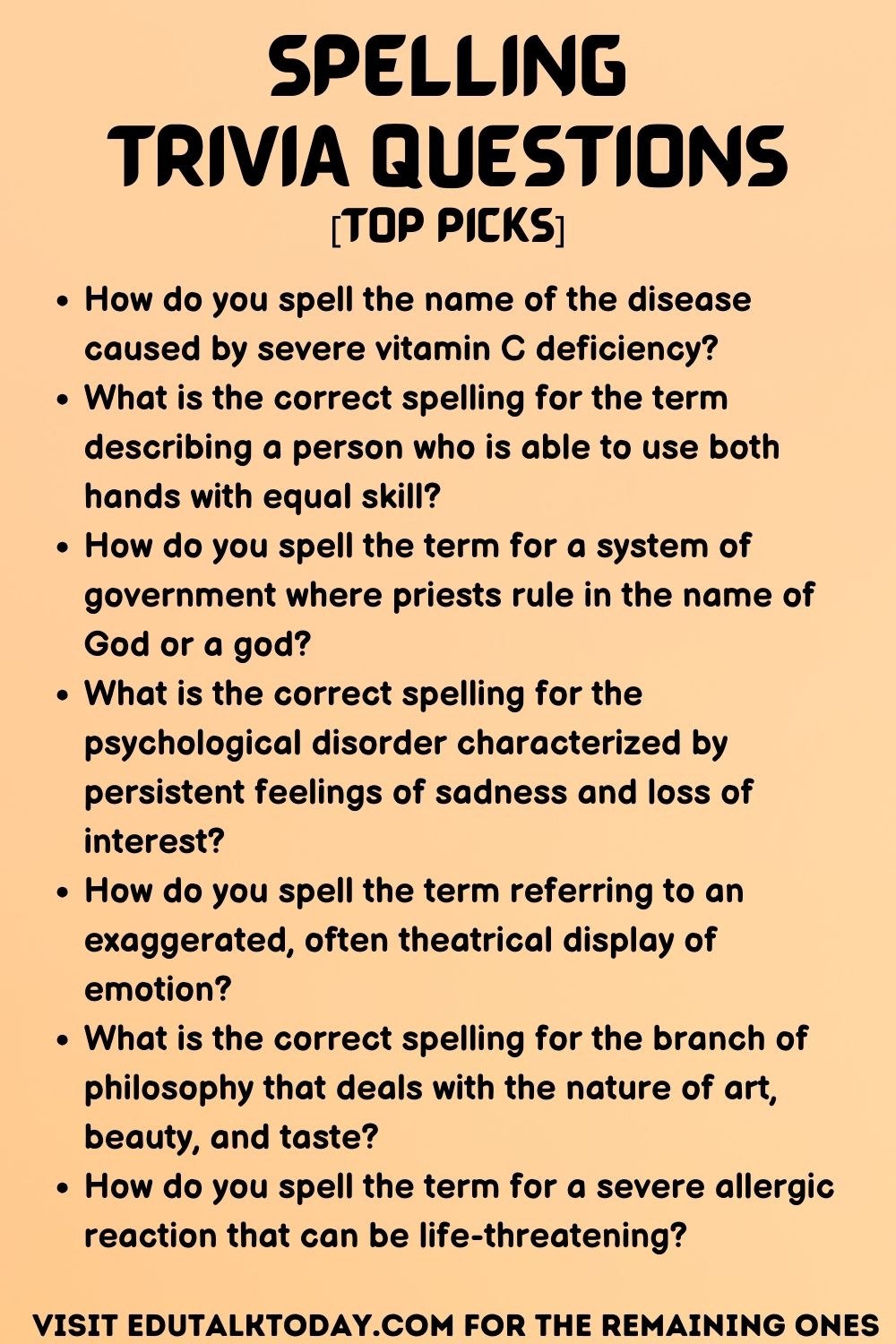 Spelling Trivia Questions