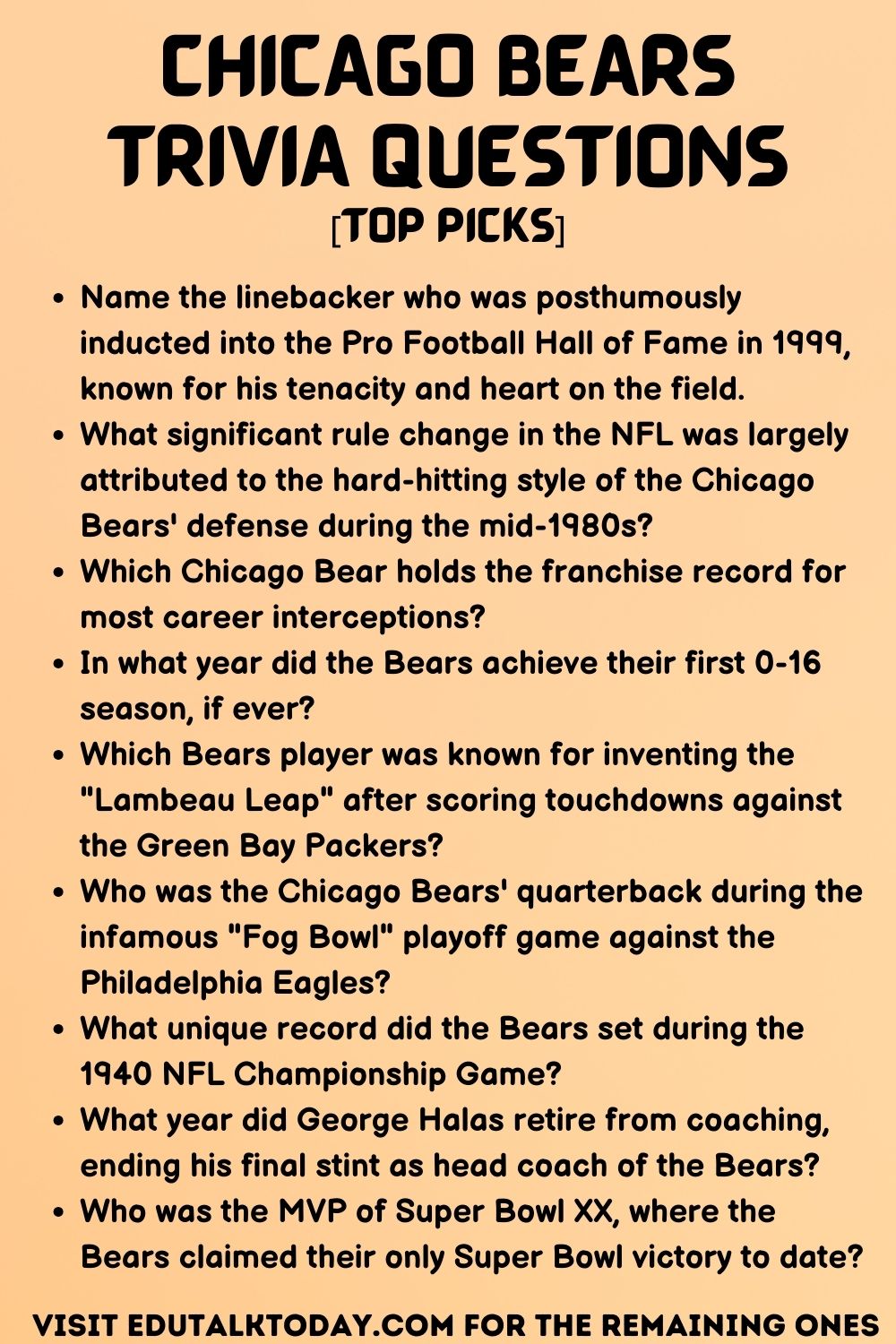 Chicago Bears Trivia Questions