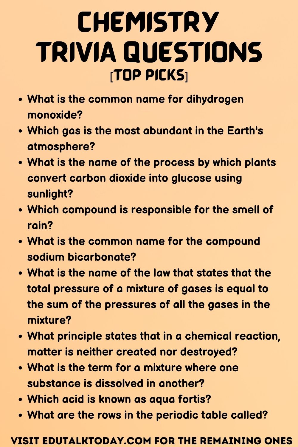 Chemistry Trivia Questions