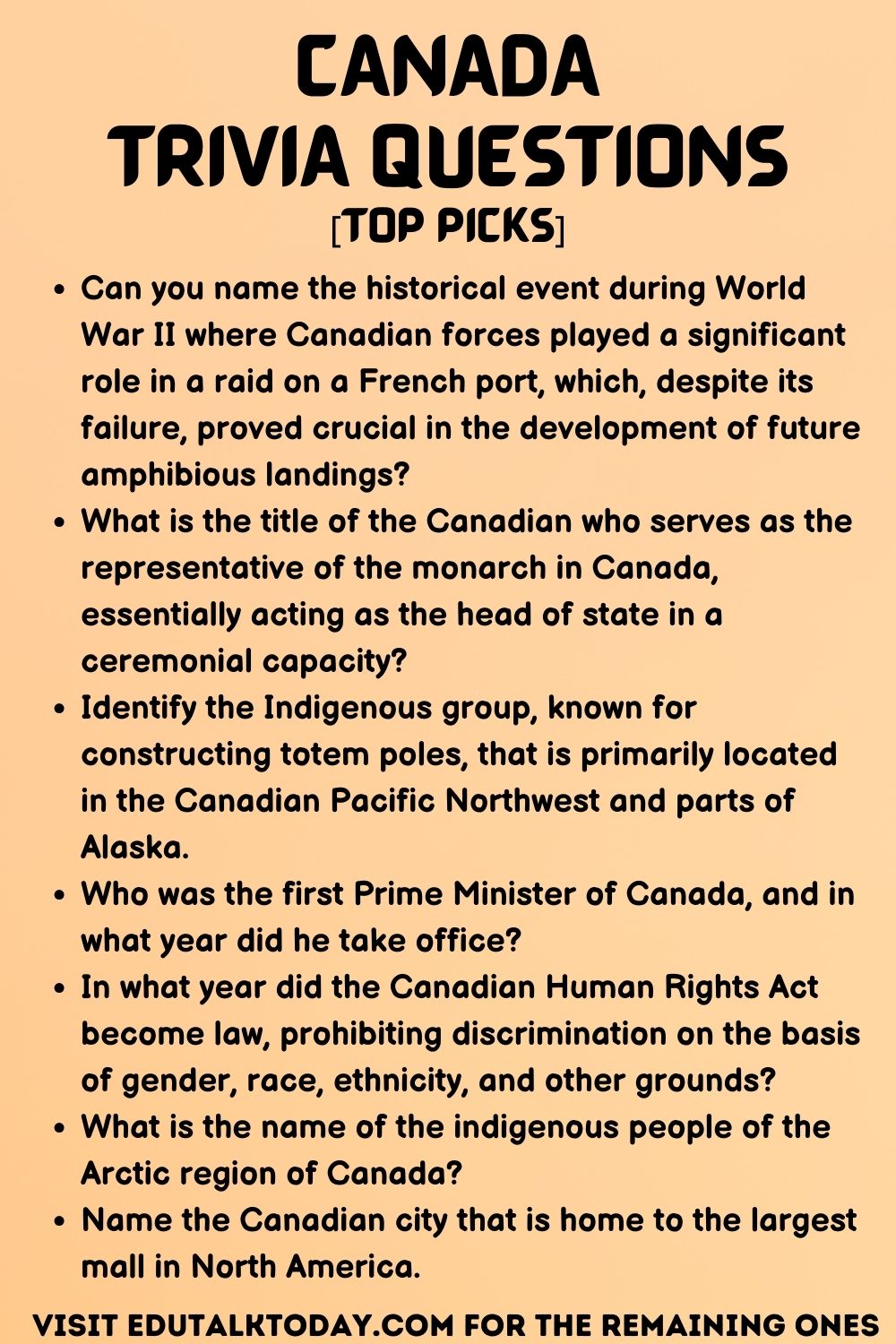 Canada Trivia Questions