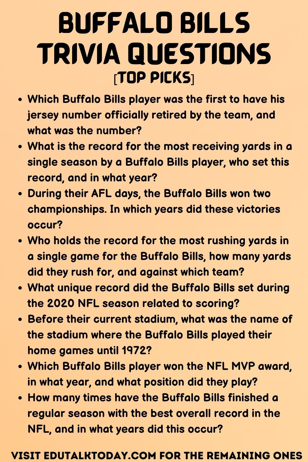 Buffalo Bills Trivia Questions