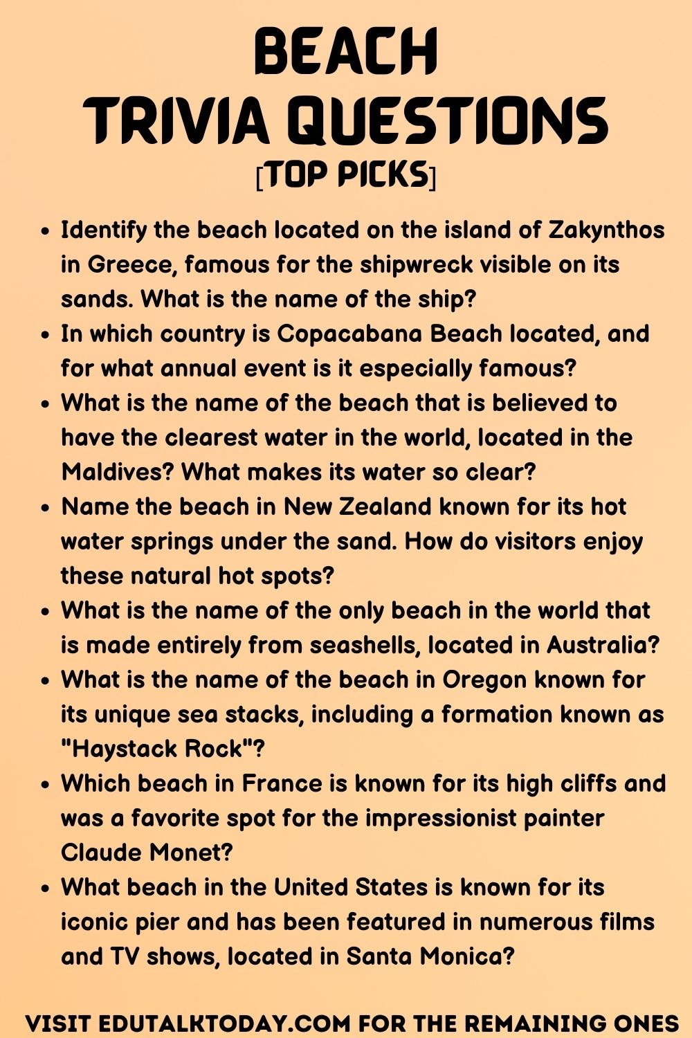 Beach Trivia Questions