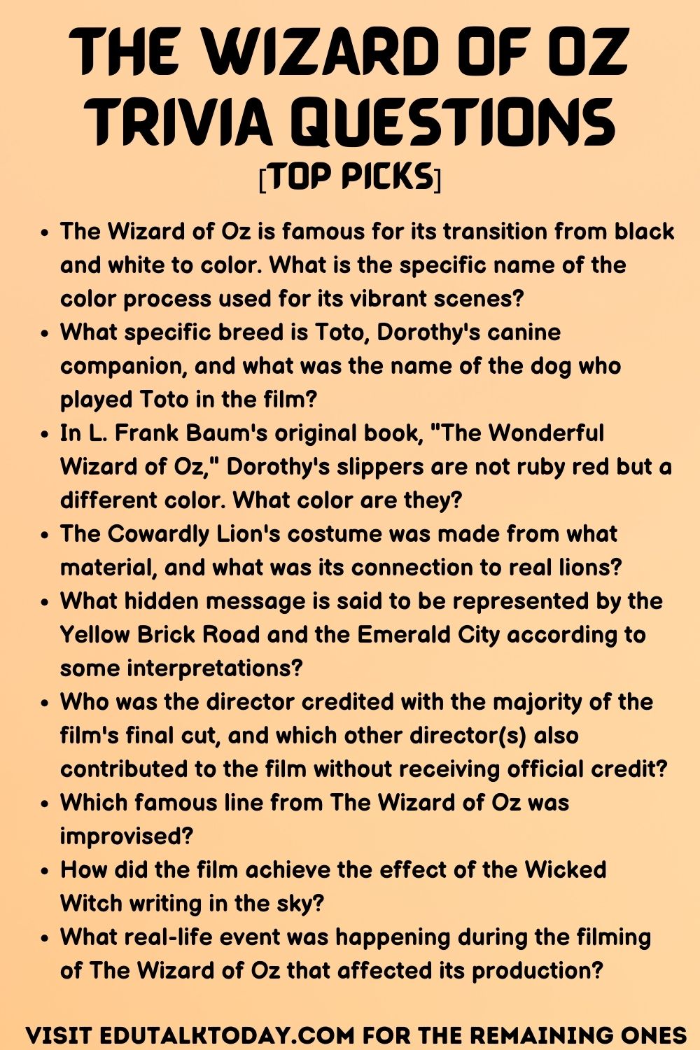 The Wizard of Oz Trivia Questions