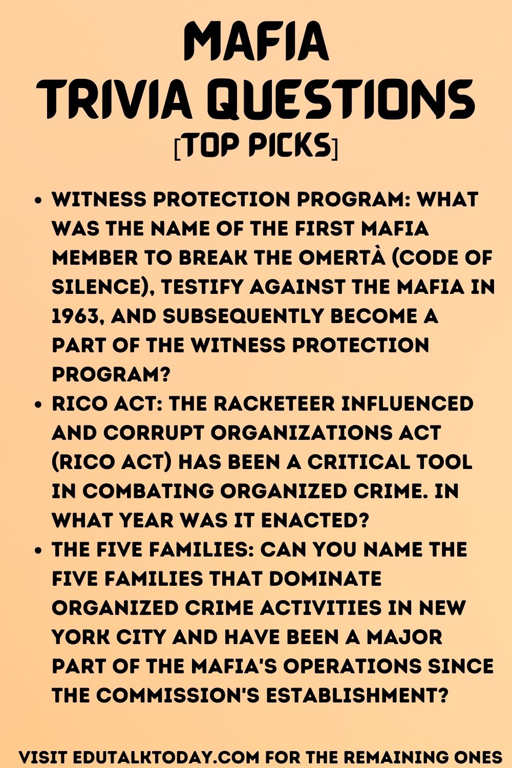 Mafia Trivia Questions
