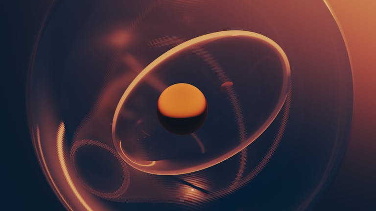 A captivating abstract sphere with a glowing halo in a modern digital design.