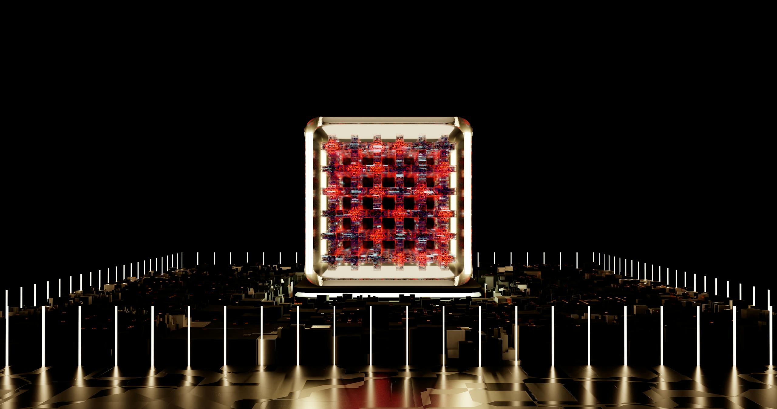 Silicon Quantum Chips Achieve Industry-Level Accuracy in Manufacturing Abstract representation of a futuristic digital processor with glowing elements.