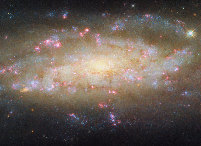 Spiral Galaxy NGC 7456 Bursts With Star Formation and Black Hole Power