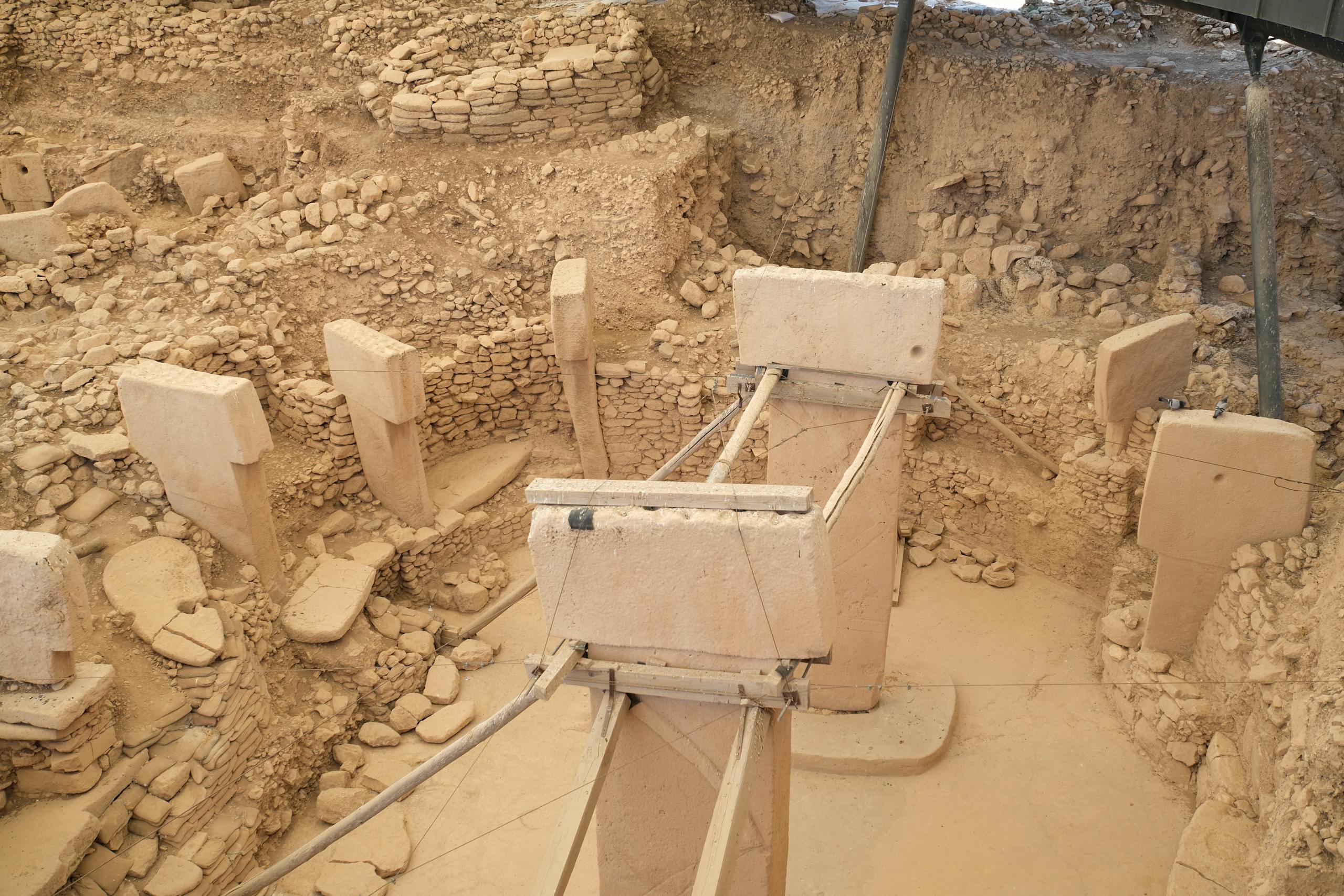 Overhead shot of Göbekli Tepe, ancient Neolithic archaeological site in Şanlıurfa.