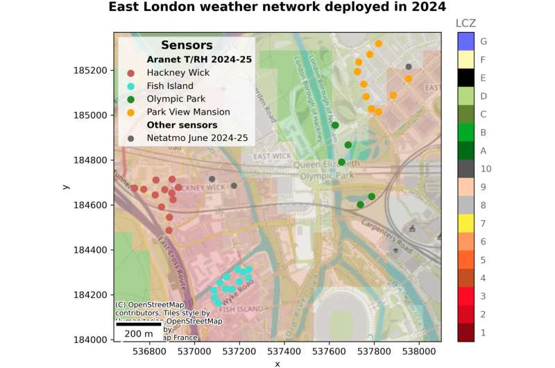 Low-Cost Weather Sensors Reveal How Parks and Water Bodies Help Cool East London
