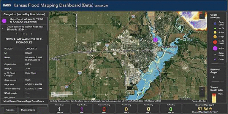 Kansas Researchers Launch a Near-Real-Time Flood Mapping Dashboard for Statewide Emergency Response