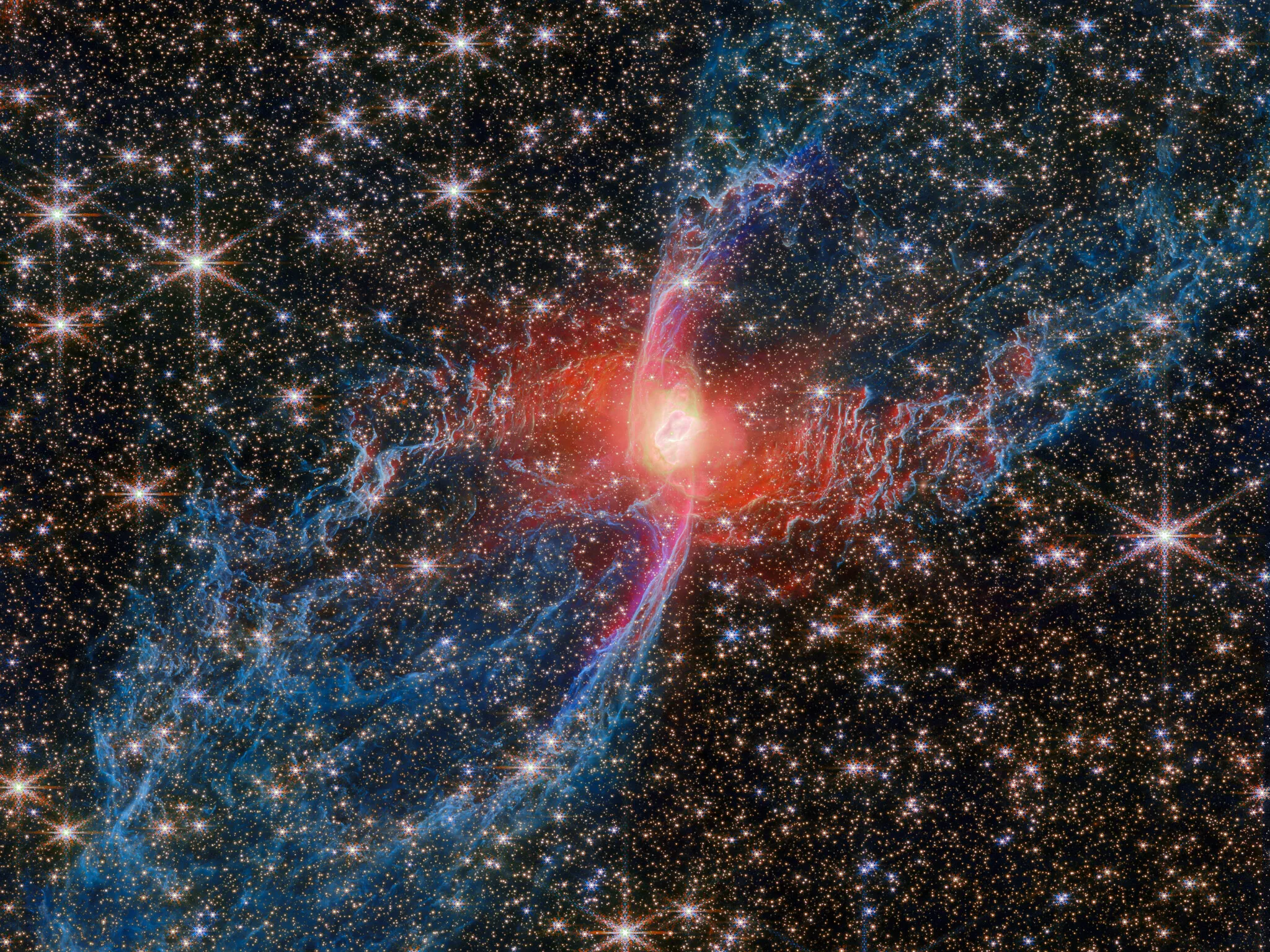 James Webb Space Telescope Reveals Never-Before-Seen Details of the Red Spider Nebula