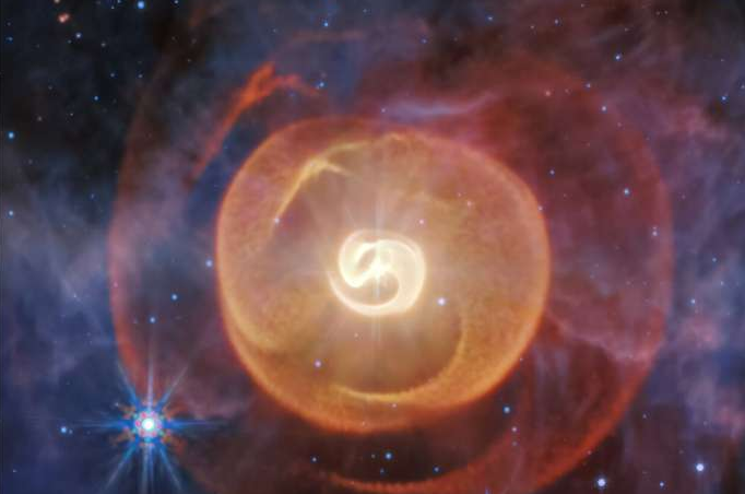 Webb Reveals Four Spiraling Dust Shells Encasing the Rare Triple-Star System Apep