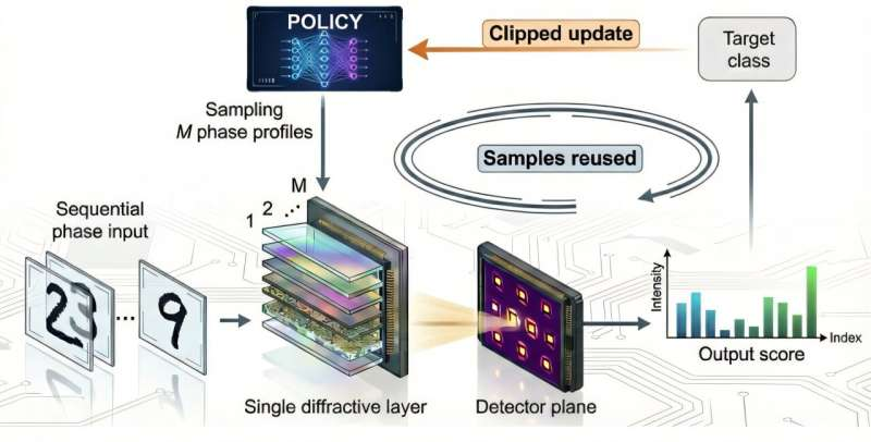 Reinforcement Learning Speeds Up Model-Free Training of Optical AI Systems