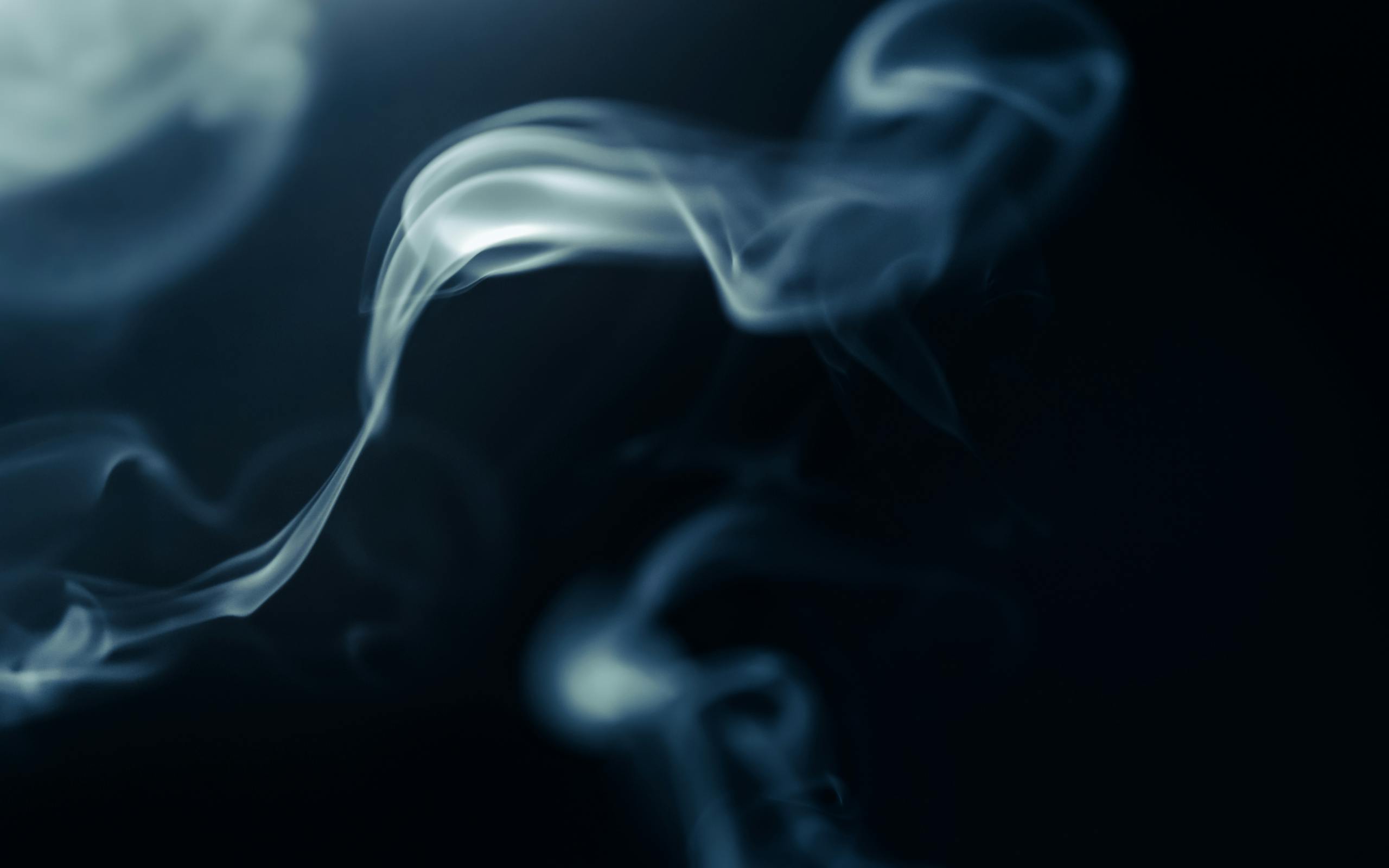 Ethereal white smoke swirling against a deep black backdrop, creating a mystical and abstract visual effect.