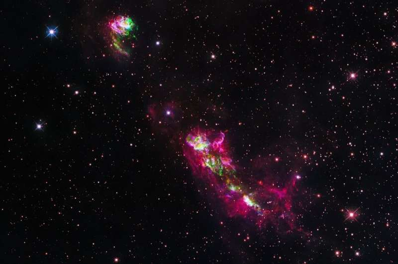 Hubble Spies a Powerful Stellar Blast That Sets Cosmic Clouds Ablaze